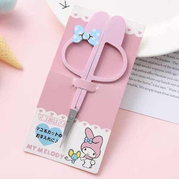 Eyebrow trimmer scissors small bow cartoon hello Kitty my melody pink red - Picture 2 of 11